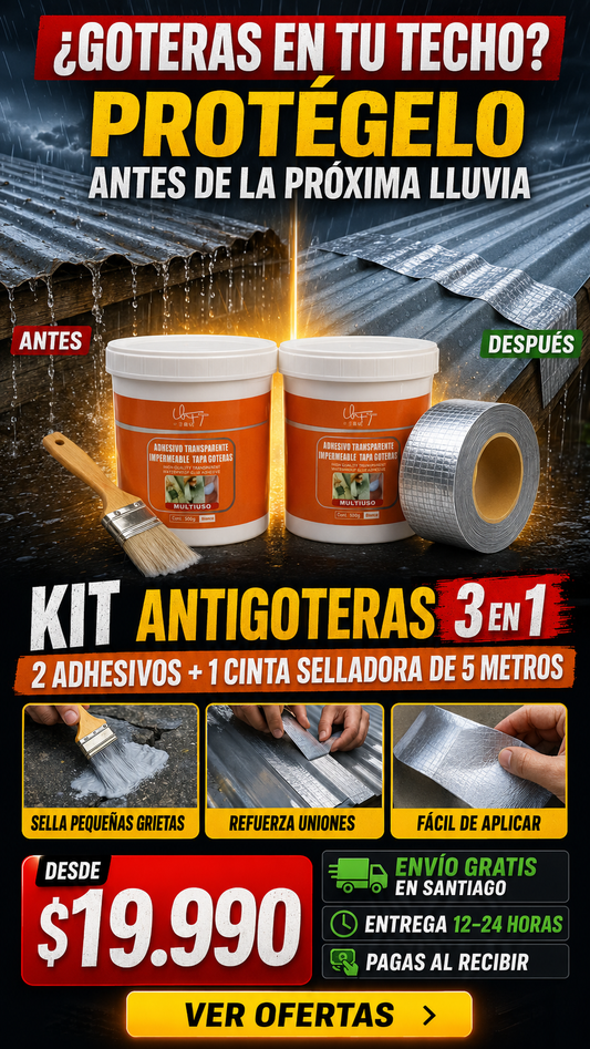 Kit Antigoteras 3 en 1 — Sella grietas y protege tu hogar de la lluvia