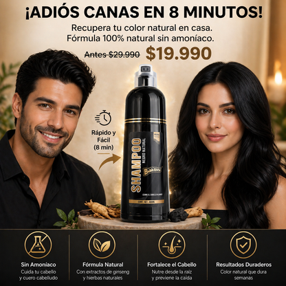 Rejuvenece tu cabello al instante Shampoo cubridor de cana.