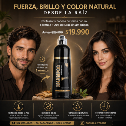 Rejuvenece tu cabello al instante Shampoo cubridor de cana.