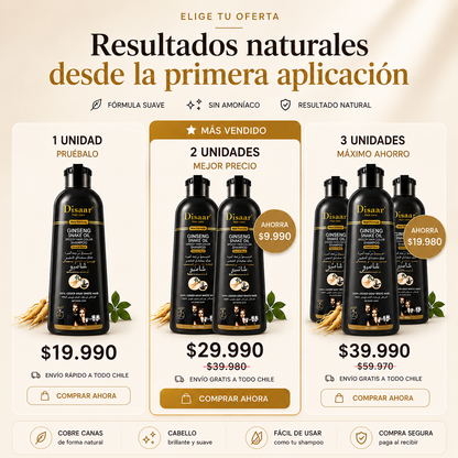 Shampoo Disaar® – Fórmula 100% Natural que Cubre las Canas al Instante
