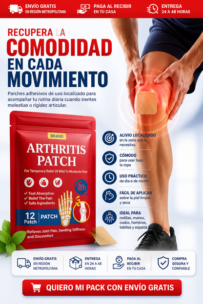 Parches de Alivio Articular para Rodillas, Manos y Tobillos