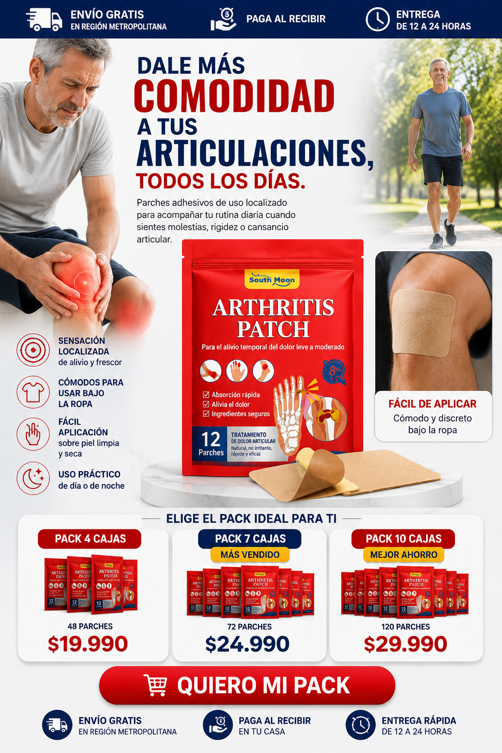 Parches de Alivio Articular para Rodillas, Manos y Tobillos