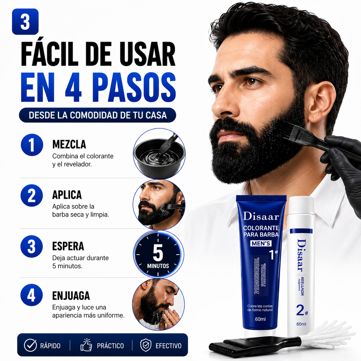Beard Color - Cubre las Canas de tu Barba y Cejas de Forma Rápida y Natural