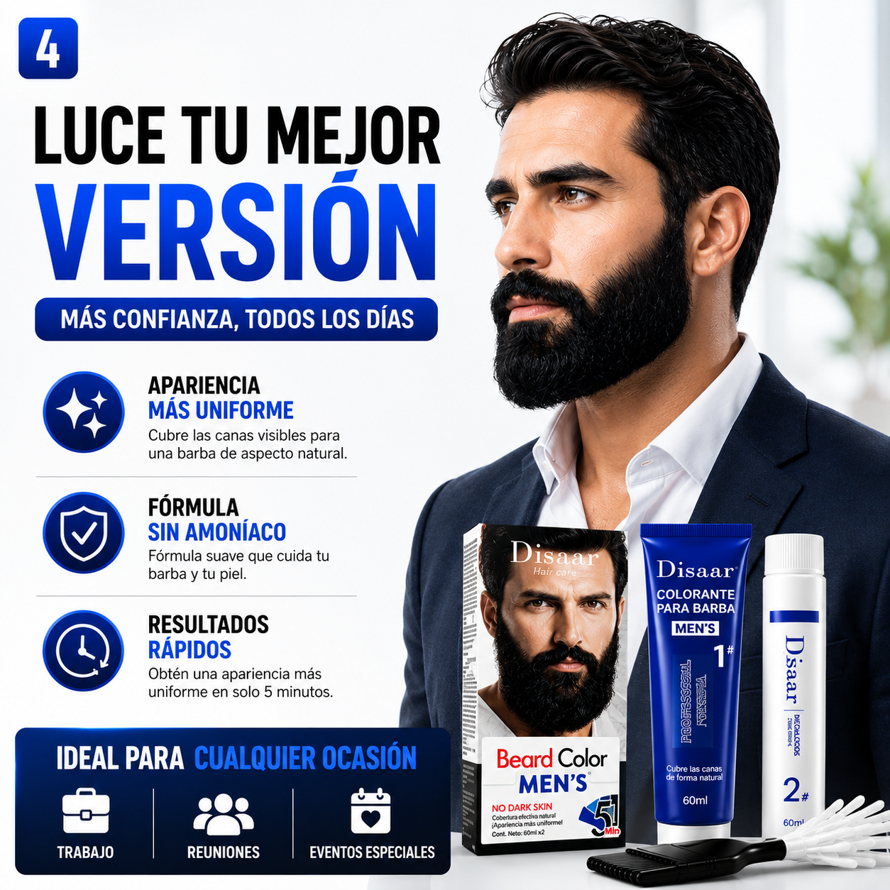 Beard Color - Cubre las Canas de tu Barba y Cejas de Forma Rápida y Natural