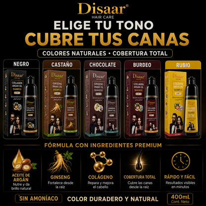 Shampoo Disaar® – Fórmula 100% Natural que Cubre las Canas al Instante